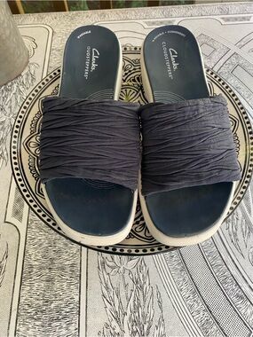 Clarks cloudsteppers sandals , blue with 1-12 white platform